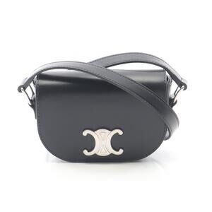 Celine Triomphe shoulder bag black leather